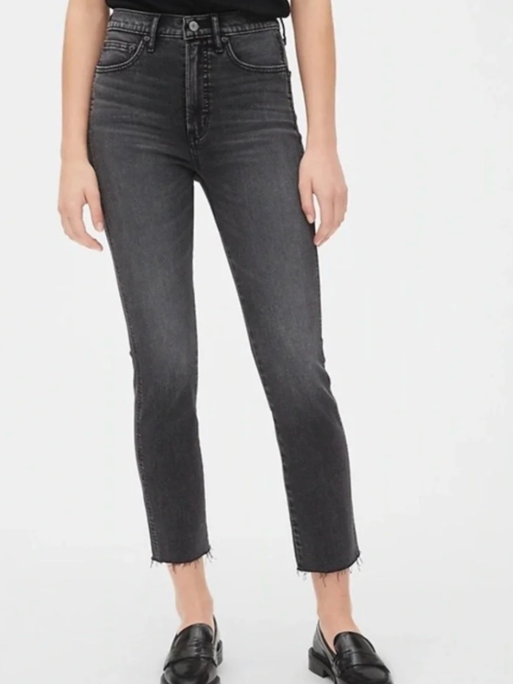 GAP Denim Cigarette Jeans Raw Hem in Black Size 4/21R